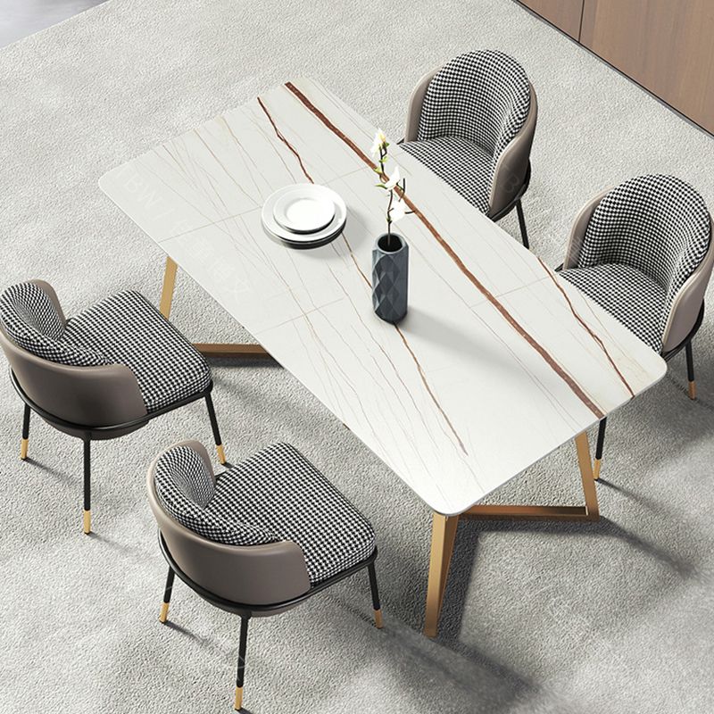 Modern White with Marble Counter Table Rectangle Dining Table for Kitchen Clearhalo 'Dining Tables & Seating' 'Dining Tables' 'dining_table' 'furn' 'furn_dining_table' 'Furniture' 'Kitchen & Dining Furniture' 1200x1200_62917421-4ddc-441c-9875-c34764c5ae98