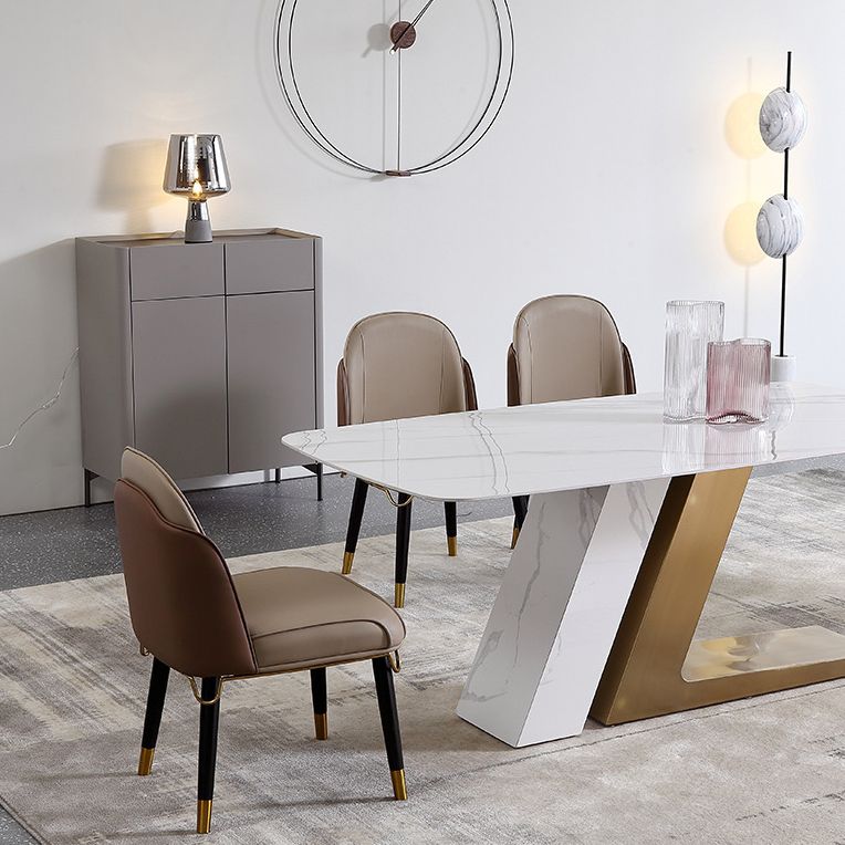 Metal Traditional Luxury Rectangle Dining Table Sintered Stone Dining Table for Home Clearhalo ' dining_table' 'Dining Tables & Seating' 'Dining Tables' 'furn' 'furn_dining_table' 'Furniture' 'furniture_dining_table' 'Kitchen & Dining Furniture' 'kitchen&dining_furn' 'kitchen' 'kitchen_dining_table' 1200x1200_62931294-9197-4c69-86e8-92fc553a9769