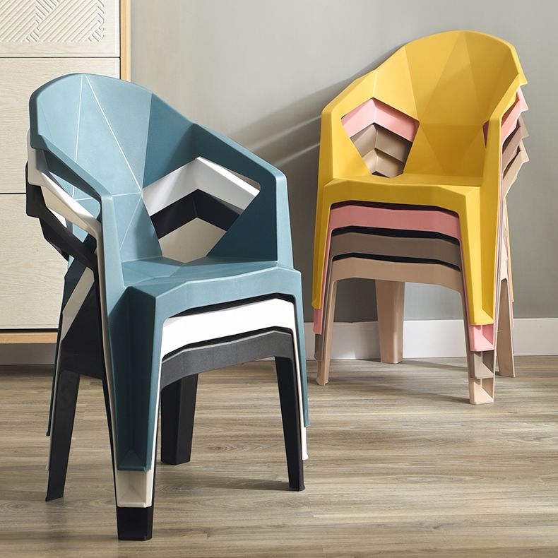 Contemporary Style Stacking Dining Chair Slat Back Plastic Dining Arm Chairs Clearhalo ' kitchen&dining_furn' 'Dining Chairs' 'Dining Tables & Seating' 'dining_chair' 'furn' 'furn_dining_chair' 'Furniture' 'furniture_dining_chair' 'Kitchen & Dining Furniture' 'kitchen' 1200x1200_6294dbe3-b4cc-4984-a4a1-96d3d4e8a720