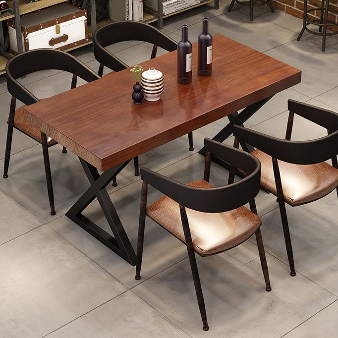Table de salle à manger en bois de pin pour la maison, Table marron de Style industriel