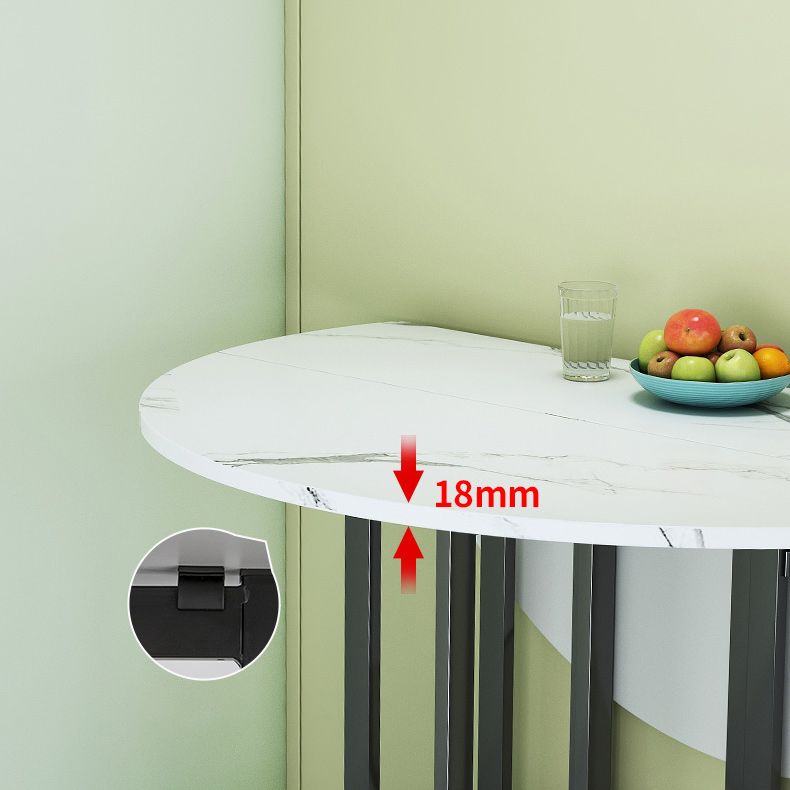 Mesa de comedor plegable Mesa de comedor de mármol sintético con marco negro