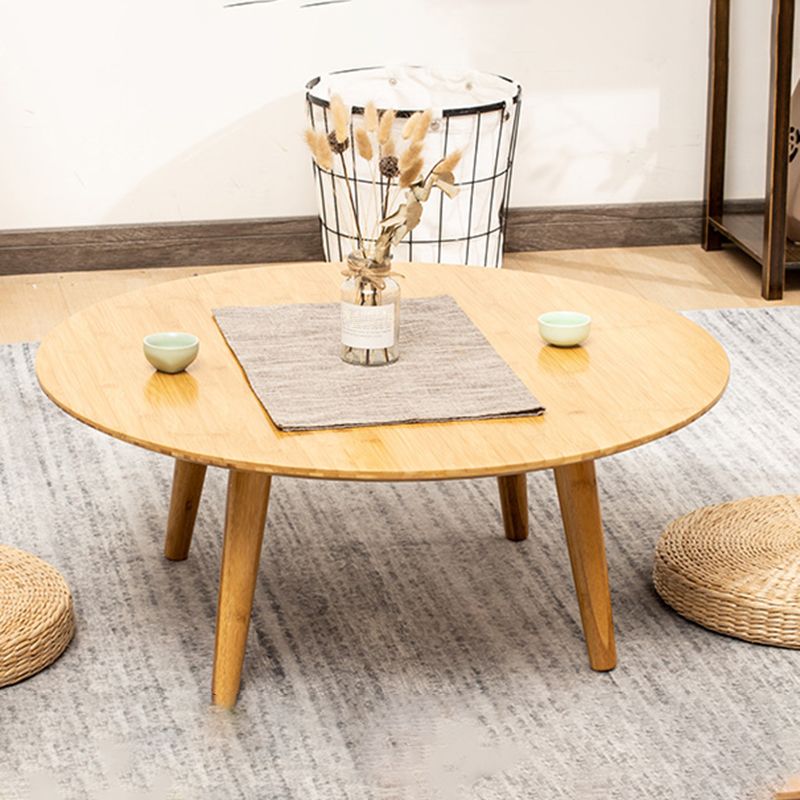 Round Wood Coffee Table Scandinavian 4 Legs Natural Cocktail Table Clearhalo 'Coffee & Accent Tables' 'Coffee Tables' 'coffee_tables' 'furn' 'furn_coffee_tables' 'Furniture' 'Living Room Furniture' 1200x1200_6296ade6-4d81-4bf1-b0fd-db08d61a412b