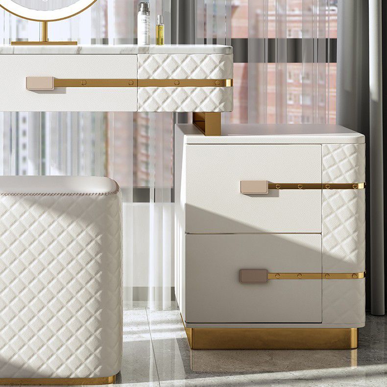 Faux Leder Waschtisch -Schminktisch mit 3 Aufbewahrungsschubladen