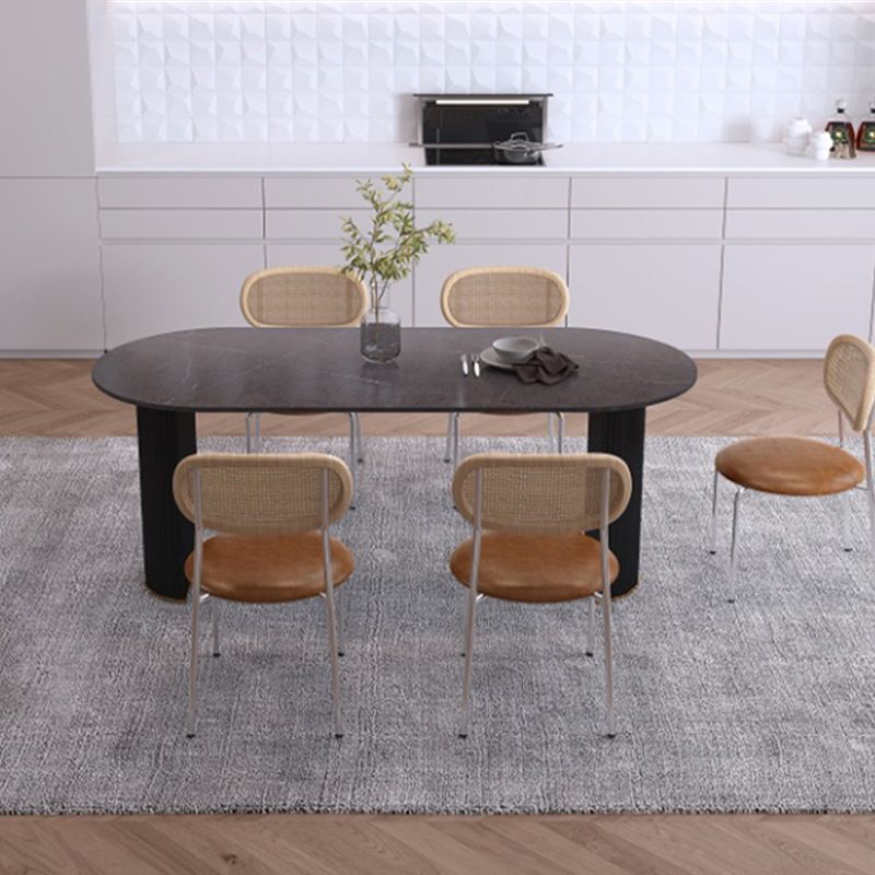 Sintered Stone Dining Table Luxury Double Pedestal Table for Dining Room Clearhalo ' dining_table' 'Dining Tables & Seating' 'Dining Tables' 'furn' 'furn_dining_table' 'Furniture' 'furniture_dining_table' 'Kitchen & Dining Furniture' 'kitchen&dining_furn' 'kitchen' 'kitchen_dining_table' 1200x1200_6297e0e9-7287-4c7b-9440-60c888cd5fbd