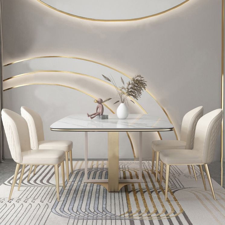 Glam dineren faux lederen stoelen armloze zijstoelen met metalen benen