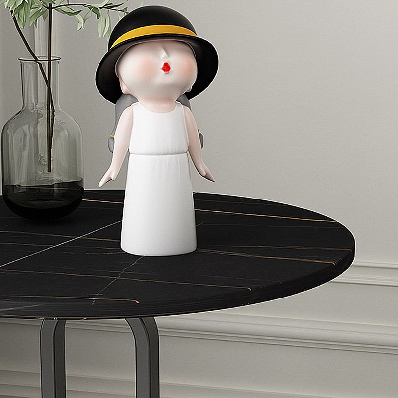 Tabella laterale di pietra rotonda del piedistallo 21.65 "alto // tavolo da estremità bianca