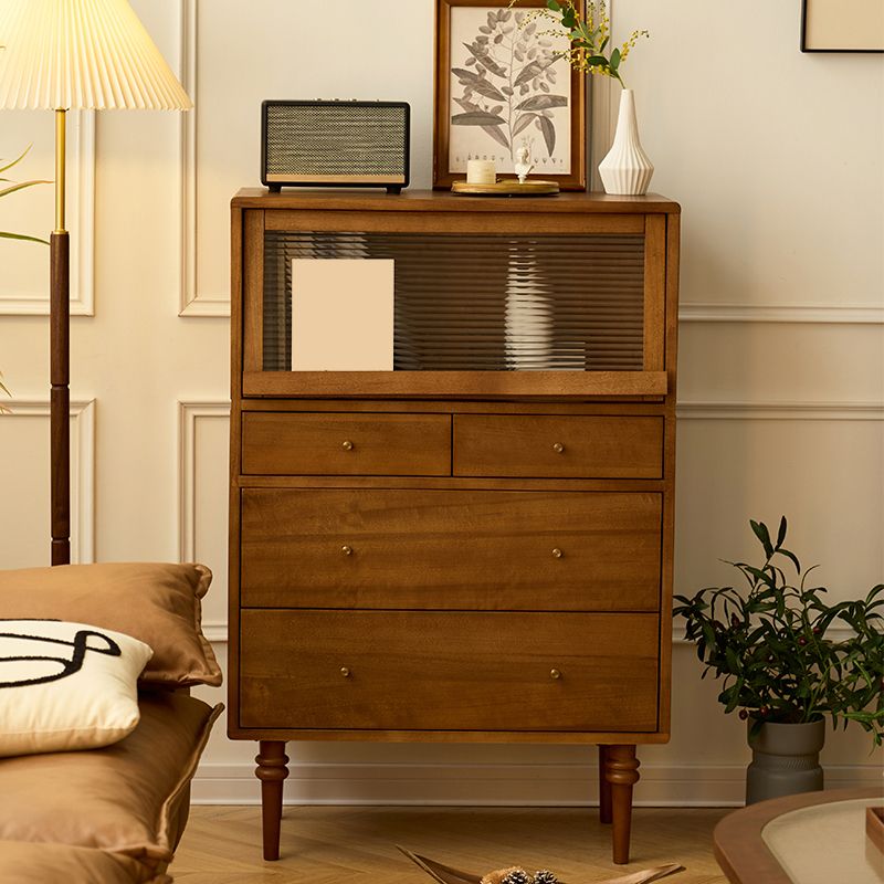 45.3" Tall Wood 1 - Door Accent Cabinet, 4 - Drawer Storage Cabinet Brown