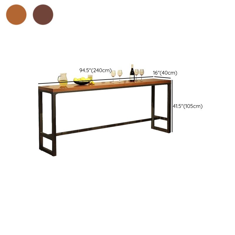 Mesa de bar industrial para vino, mesa de bistró con tapa de madera maciza y base negra