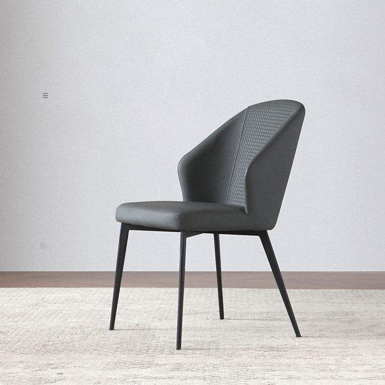 Sillas de comedor de cuero minimalistas sólidos sillón de comedor sin brazo