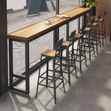 Modern Style Rectangle Bar Table Solid Wood Bar Dining Table with Footrest