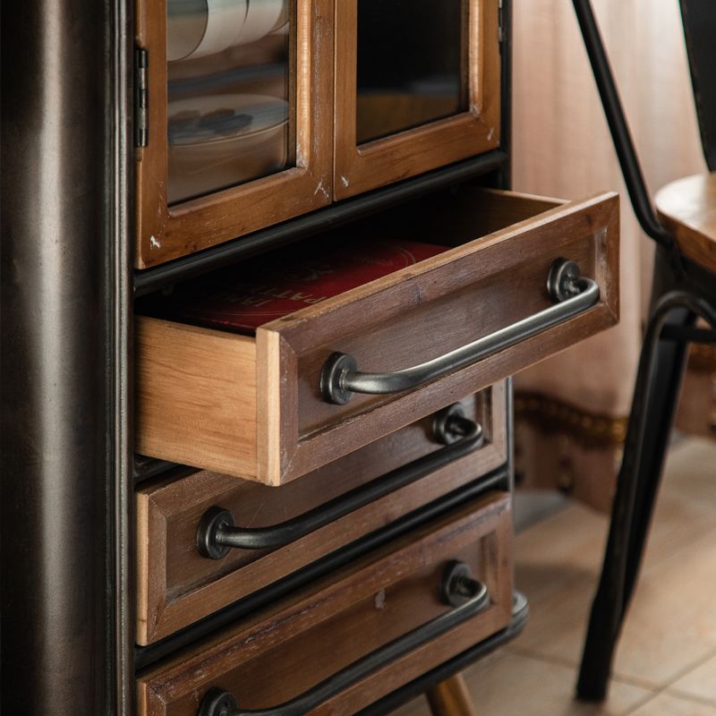 Black Metal Display Stand Glass Doors Traditional Curio Cabinet Clearhalo 'Display & China Cabinets' 'display_china_cabinets' 'furn' 'furn_display_china_cabinets' 'Furniture' 'Kitchen & Dining Furniture' 1200x1200_629d7d9d-61f4-4110-9c4f-92933be9f6a1