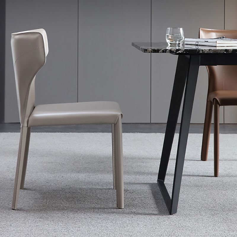 Contemporary Leather Dining Room Chair Wingback Parsons Chair for Home Use