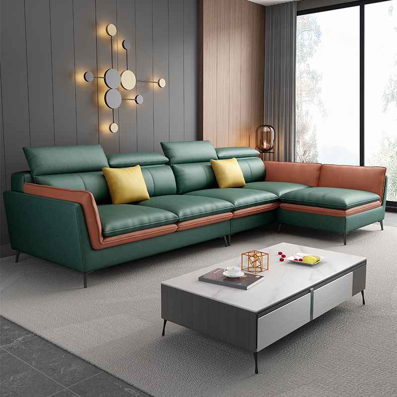 133.86" W √ó 70.87" D √ó 37.40" H L-Shape Faux Leather High Back Flared Arm Sectional Clearhalo 'furn' 'furn_sectionals' 'Furniture' 'furniture_sectionals' 'kitchen' 'kitchen_sectionals' 'Living Room Furniture' 'Sectionals' 1200x1200_629f9485-b352-400a-9cf5-02d45aa58ef4