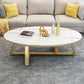 Glam Cross Legs Coffee Table Slate Oval Coffee Cocktail Table