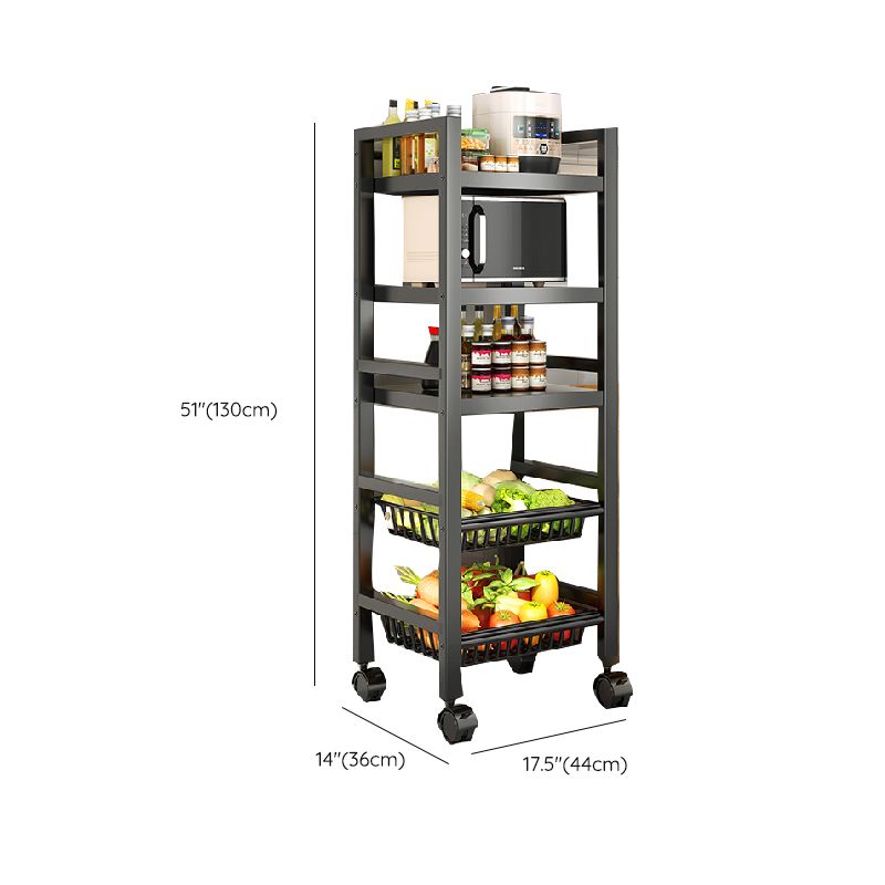 Metal Modern Prep Table Open Storage Home Dining with Basket Prep Table Clearhalo 'furn' 'furn_kitchen_islands_carts' 'Furniture' 'Kitchen & Dining Furniture' 'Kitchen Islands & Carts' 'kitchen_islands_carts' 1200x1200_629fe500-3390-4ac4-bd83-0e691037550d