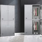 Silver Metal Cabinet with Hinged Doors Modern Steel Storage Cabinet for Home