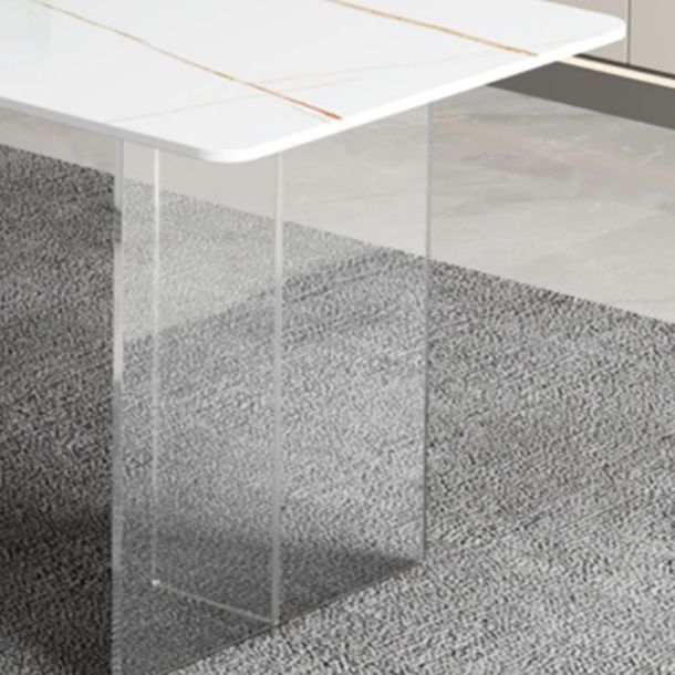 Dining Room Modern Dinette Table Rectangle Acrylic Double Pedestal Dining Table Clearhalo 'Dining Tables & Seating' 'Dining Tables' 'dining_table' 'furn' 'furn_dining_table' 'Furniture' 'furniture_dining_table' 'Kitchen & Dining Furniture' 'kitchen' 'kitchen_dining_table' 1200x1200_62a3fdbe-ea1c-4727-8593-738dd42db0ac