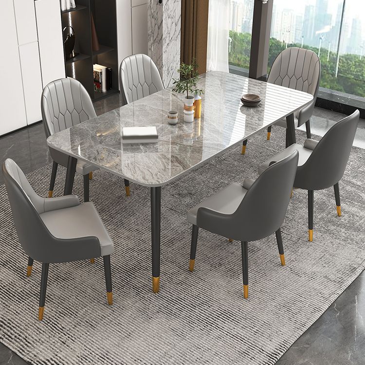 Modern Stone Rectangle Dining Table 1/5/7 Pieces Dining Set for Dining Room