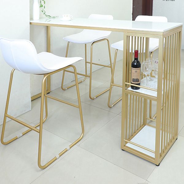 Stone Bar Dining Table Glam Rectangle Kitchen Bar Table with Double Pedestal Clearhalo 'Bar Furniture' 'Bar Tables' 'bar_tables' 'furn' 'furn_bar_tables' 'Furniture' 'Kitchen & Dining Furniture' 1200x1200_62a787cb-fdf3-41f2-a2ca-0b773a5f9555