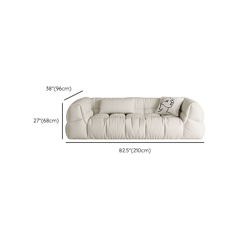 Contemporary White Button-tufted Sofa Tuxedo Arm Living Room Settee