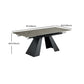 Table de salle à manger rectangulaire, plateau moderne en pierre grise avec base en métal noir