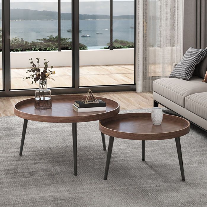 Tray Top Solid Wood Coffee Table Round Single Cocktail Table in Brown Clearhalo 'Coffee & Accent Tables' 'Coffee Tables' 'coffee_tables' 'furn' 'furn_coffee_tables' 'Furniture' 'Living Room Furniture' 1200x1200_62a9ce4d-710f-4c56-9b7f-46a6e3ebcde5