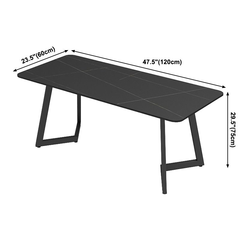 Industrial Sintered Stone Dining Table Black Table with Black Frame for Dining Room Clearhalo ' dining_table' 'Dining Tables & Seating' 'Dining Tables' 'furn' 'furn_dining_table' 'Furniture' 'furniture_dining_table' 'Kitchen & Dining Furniture' 'kitchen&dining_furn' 'kitchen' 'kitchen_dining_table' 1200x1200_62aacfe6-757e-46fc-9204-3349f18a3bbb