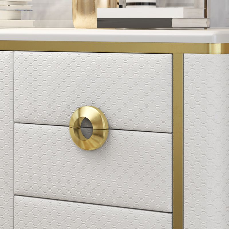 Tavolo da tavolo a buffet in marmo Scheda in stile glam con armadi e cassetti