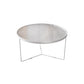 Contemporary Cocktail Table Cross Legs Glass Top Round Coffee Table