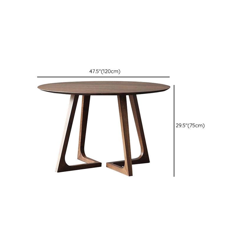 Modern Round Brown Rubberwood Dining Table with Double Pedestal Clearhalo 'Dining Tables & Seating' 'Dining Tables' 'dining_table' 'furn' 'furn_dining_table' 'Furniture' 'Kitchen & Dining Furniture' 1200x1200_62b1b077-2d5c-45b8-b796-4e3ddc75fc7c