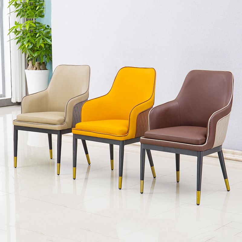 Glam Kitchen Dining Arm Chair Upholstered Side Chair with Metal Legs