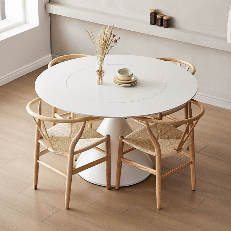 Round White-black Stone Dining Table Modern Turntable Furniture With Pedestal Base Clearhalo 'Dining Tables & Seating' 'Dining Tables' 'dining_table' 'furn' 'furn_dining_table' 'Furniture' 'Kitchen & Dining Furniture' 1200x1200_62b2ff63-77ca-4edc-a1f2-6602926f55f1