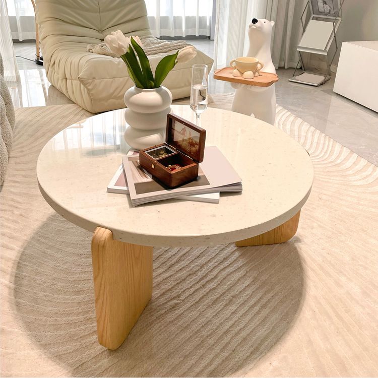 Solid Wood 3 Legs Coffee Table Modern 1 Single Terrazzo Cocktail Table Clearhalo 'Coffee & Accent Tables' 'Coffee Tables' 'coffee_tables' 'furn' 'furn_coffee_tables' 'Furniture' 'Living Room Furniture' 1200x1200_62b3197a-f06b-41a4-95c3-f83c748b70f3