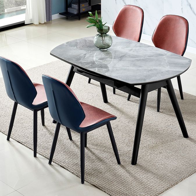 Modern Sintered Stone Dining Table 51.18" Round Drop-Leaf Table with Black Frame Clearhalo ' dining_table' 'Dining Tables & Seating' 'Dining Tables' 'furn' 'furn_dining_table' 'Furniture' 'furniture_dining_table' 'Kitchen & Dining Furniture' 'kitchen&dining_furn' 'kitchen' 'kitchen_dining_table' 1200x1200_62b46c8d-ecb8-4e6a-b4e4-157c40096db9