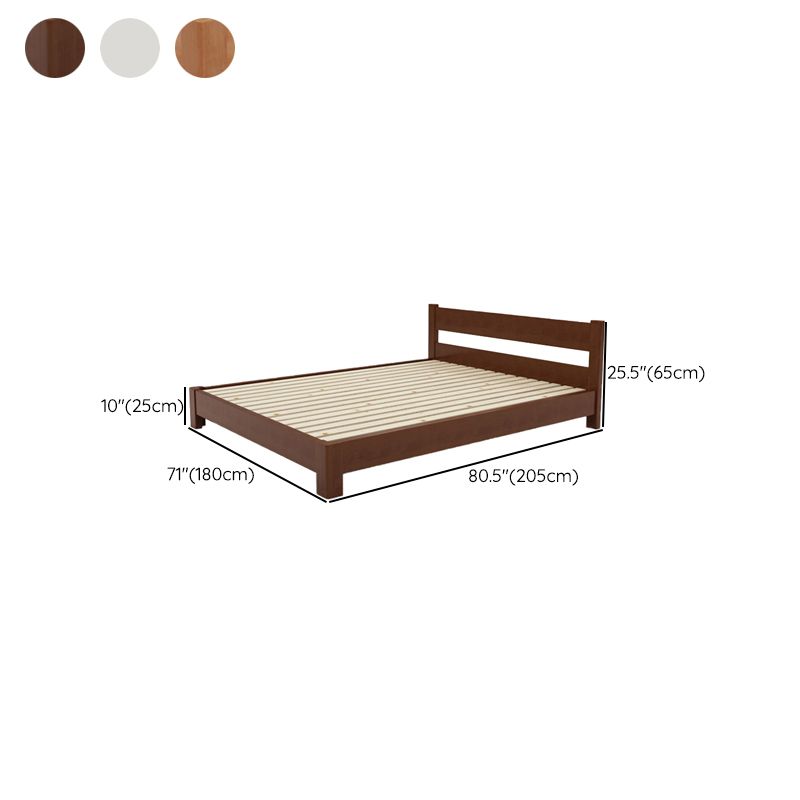 Contemporary Wood Standard Bed, Slat Rectangular Headboard Bed