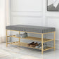 Rectangle Shoe Storage Entryway Bench Cushioned Modern Metal Seating Bench Clearhalo 'Benches' 'Chairs & Seating' 'furn' 'furn_benches' 'Furniture' 'Living Room Furniture' 1200x1200_62b6a8e6-7078-419d-9796-289382038283
