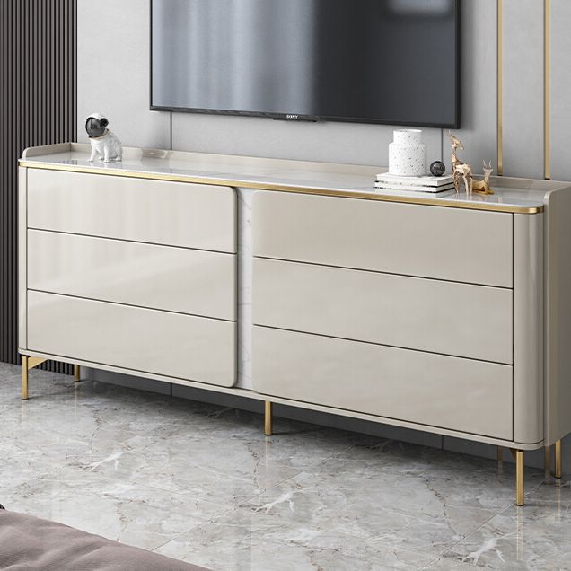 Klassieke glamoureuze ladekast met stenen opbergkast met 6 laden, 11,7 inch breed