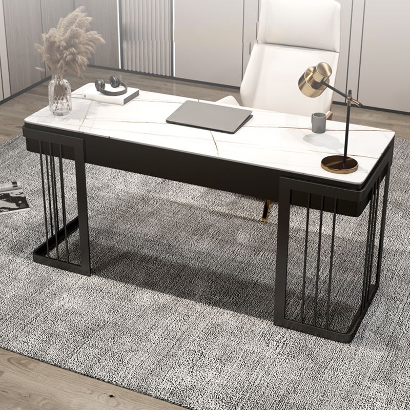 Bureau de bureau en pierre et métal avec un tiroir Courbe d'écriture pour chambre à coucher