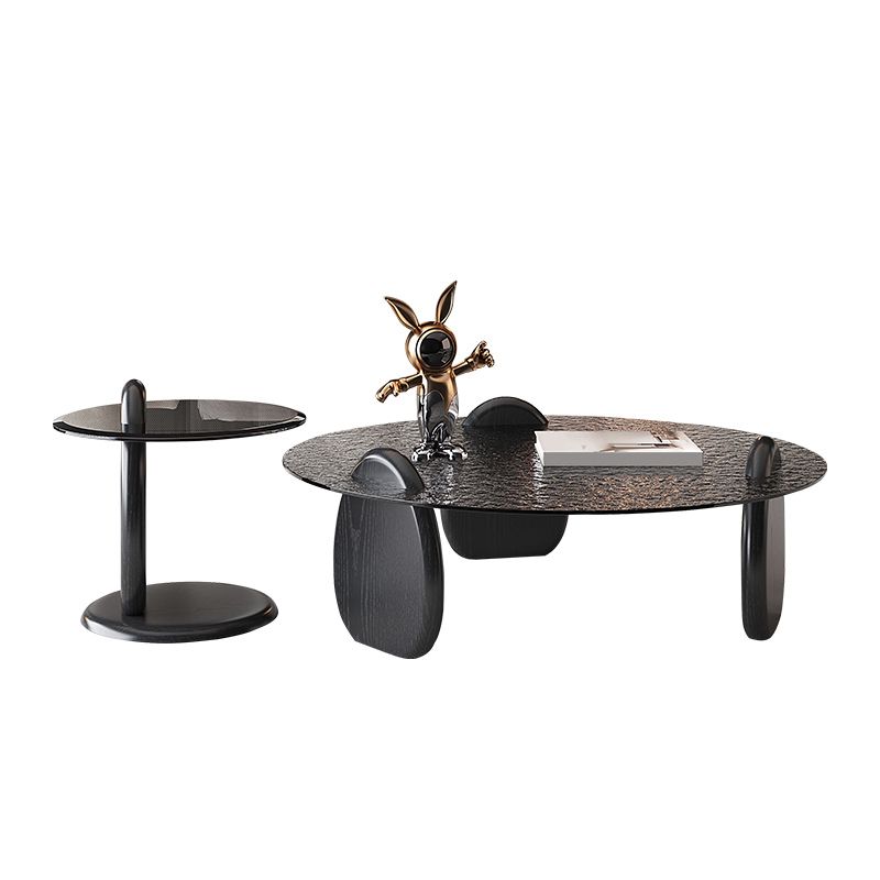 Glass Top Coffee Table Black Modern Round 3 Legs Cocktail Table Clearhalo 'Coffee & Accent Tables' 'Coffee Tables' 'coffee_tables' 'furn' 'furn_coffee_tables' 'Furniture' 'Living Room Furniture' 1200x1200_62bee9cc-737b-4e19-93e7-547d54ec259d