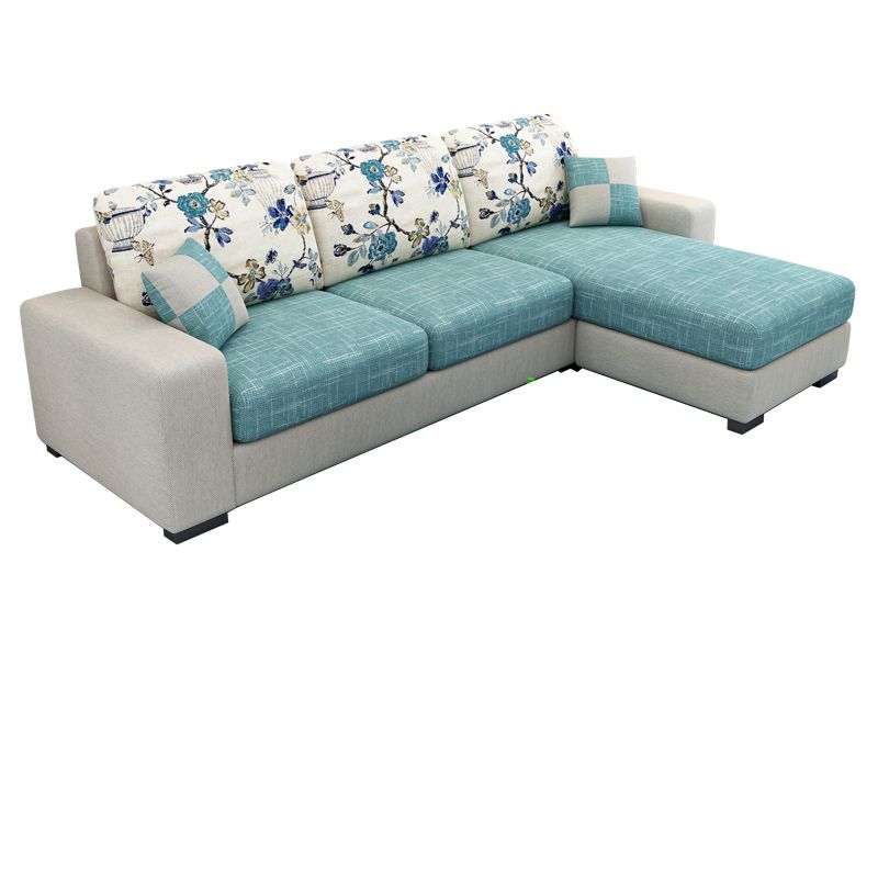 3-Seater Square Arm Pillowed Back Cushions Sectional Sofa with Chaise Clearhalo 'furn' 'furn_sectionals' 'Furniture' 'furniture_sectionals' 'kitchen' 'kitchen_sectionals' 'Living Room Furniture' 'Sectionals' 1200x1200_62c11ec0-d0bb-4026-acec-56f0dc1121b2