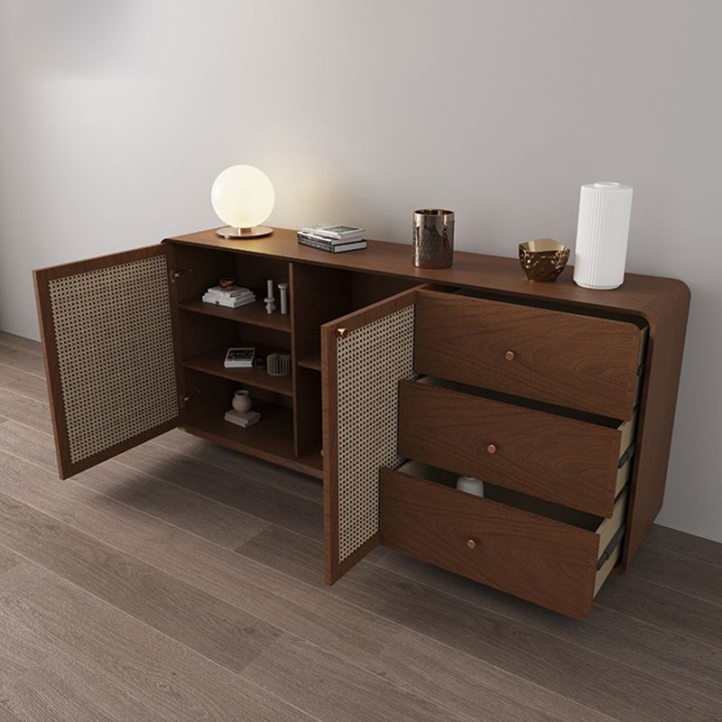 Simplicity Wood 28-inch Height Sideboard Rattan Doors Cupboard for Living Room Clearhalo 'buffet_sideboard' 'Buffets & Sideboards' 'furn' 'furn_buffet_sideboard' 'Furniture' 'Kitchen & Dining Furniture' 1200x1200_62c15d8f-5dd7-4cd8-9f01-bea72f327dd0