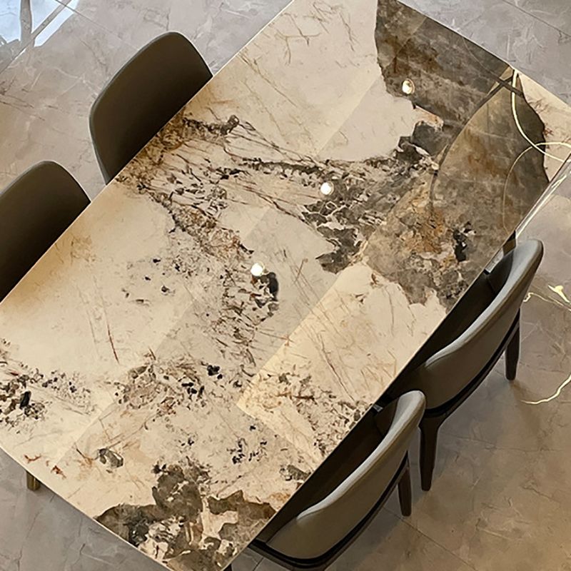 Stone Top Dining Table Modern Rectangle Table with 4 Wood Legs in Black Clearhalo 'Dining Tables & Seating' 'Dining Tables' 'dining_table' 'furn' 'furn_dining_table' 'Furniture' 'furniture_dining_table' 'Kitchen & Dining Furniture' 'kitchen' 'kitchen_dining_table' 1200x1200_62c49e56-902f-474a-be92-d541a8aeca5c
