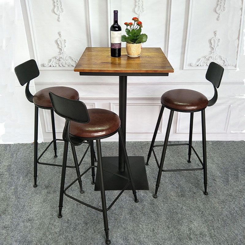 Industrial Black Iron Bar Table Wood Top Indoor 41.3"H Bistro Table with Pedestal Clearhalo 'Bar Furniture' 'Bar Tables' 'bar_tables' 'furn' 'furn_bar_tables' 'Furniture' 'furniture_bar_tables' 'Kitchen & Dining Furniture' 'kitchen&dining_furn' 'kitchen' 1200x1200_62c55316-d79a-474f-b636-d6b25785846d