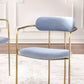Glam Dining Arm Chair Velvet Dining Room Gold Legs Side Chair