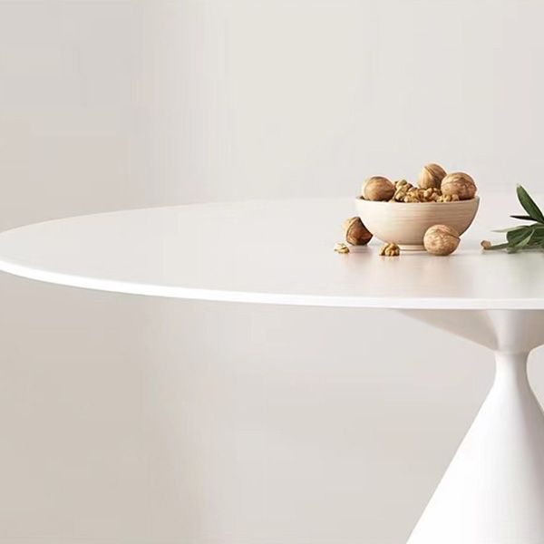 Mesa redonda de comedor moderna, mesa de piedra sinterizada con patas de metal para el hogar