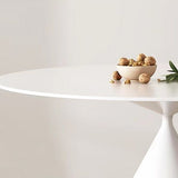 Mesa redonda de comedor moderna, mesa de piedra sinterizada con patas de metal para el hogar