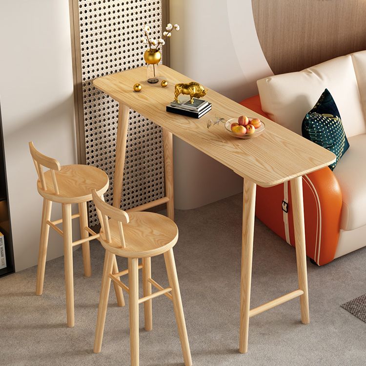 Dennenhout balktafel moderne rechthoekige bar eettafel met dubbele voetstuk voor woonkamer