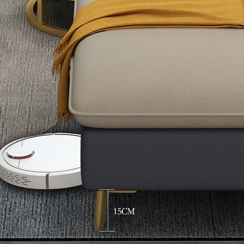 Glam Faux Leather Square Tufted Sofa Grey and Beige Sofa Chaise Clearhalo 'furn' 'furn_sectionals' 'Furniture' 'Living Room Furniture' 'Sectionals' 1200x1200_62c7798e-2d63-4c9a-a8df-8edd1f221397