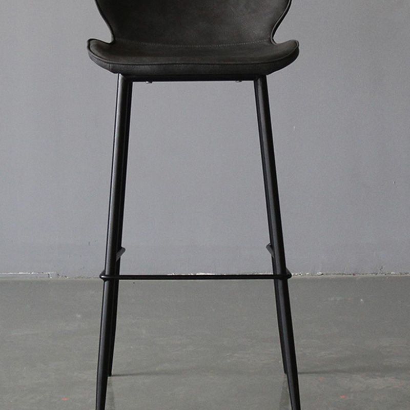 Industrial Faux Leather Bar Stool Patio Bar Stool with Metal Legs