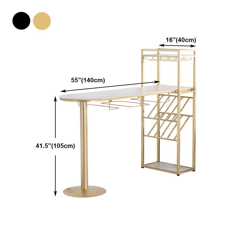 Stone White Bar Dining Table Traditional Luxury Bar Table with Sled Base Clearhalo 'Bar Furniture' 'Bar Tables' 'bar_tables' 'Furniture' 'furniture_bar_tables' 'Kitchen & Dining Furniture' 1200x1200_62c8961f-27f0-4267-8eb0-e6a969c61069